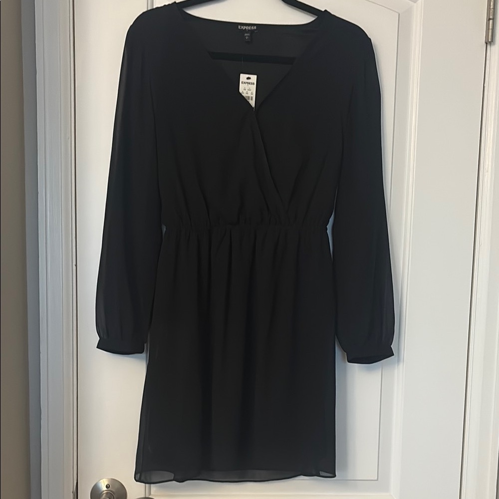 Elegant Black Long-Sleeve Dress